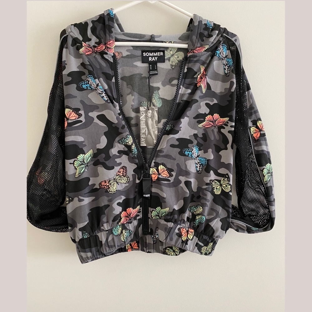 Sommer Ray Mesh Butterfly Camo Fleece Track Jacket